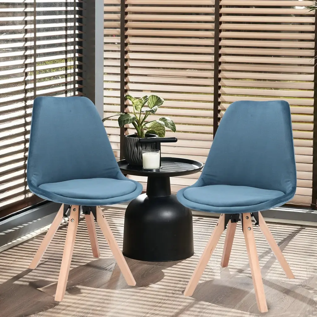 Стілець Jumi Saida у скандинавському стилі з дерев'яними ніжками аквамарин - фото 10