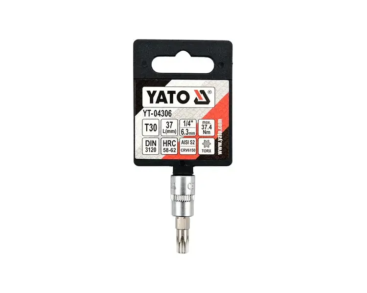 Головка торцева Yato квадрат 1/4" TORX Т30 L= 37 мм (YT-04306) - фото 3