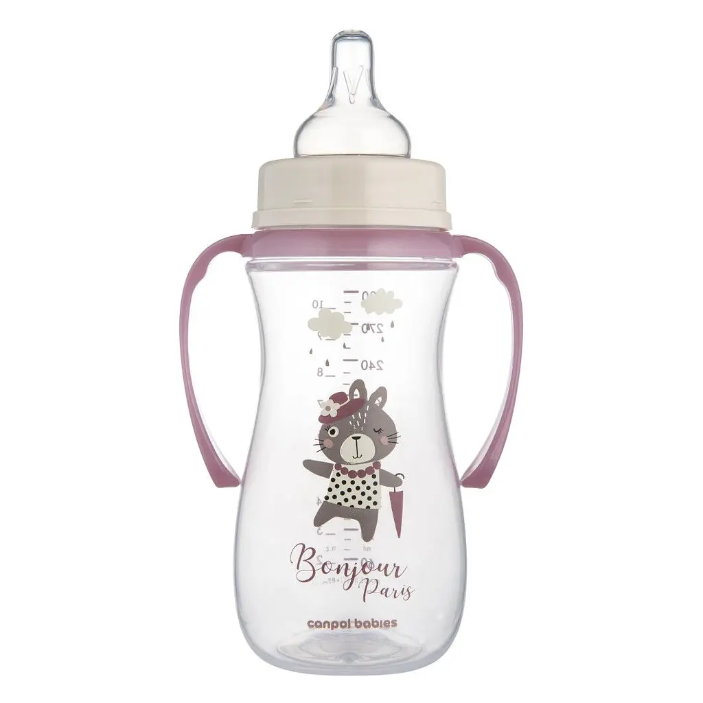 Бутылка Canpol babies PP Easystart Bonjour Paris антиколиковая с широким отверстием и ручками 300 мл розовая (35/241_pin) - фото 2