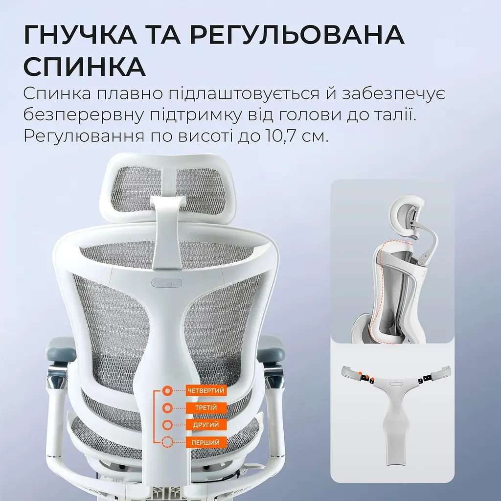 Офісне крісло Sihoo DORO C300 Pro Mesh White with footrest (DORO-C300-PRO-M102-JT) - фото 9