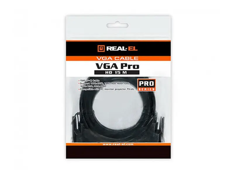 Кабель REAL-EL Pro (EL123500043) VGA(M)-VGA(M), 1.8m, чорний - фото 3