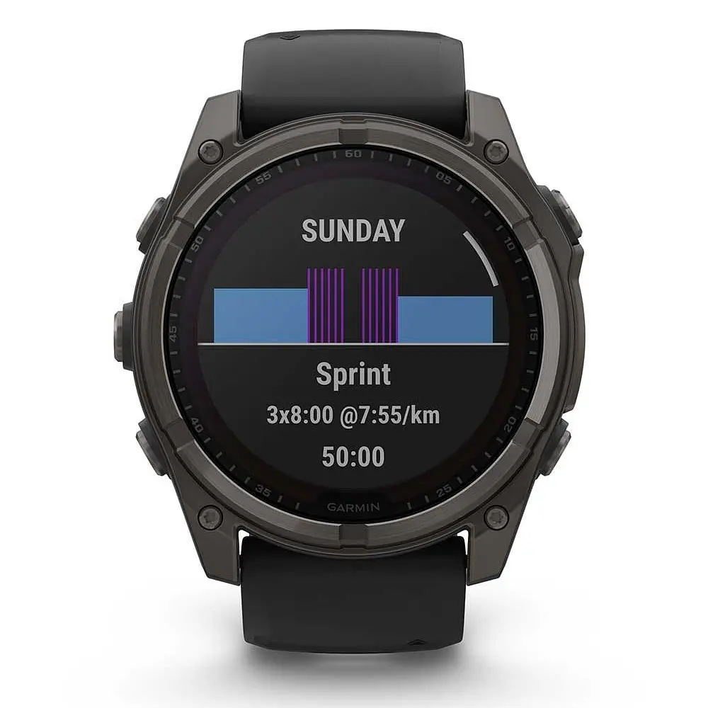 Garmin Fenix 8 51mm Solar Sapphire Carbon Gray DLC Titanium w. Black/Pebble Gray S. Band (010-02907-10/11) - фото 2