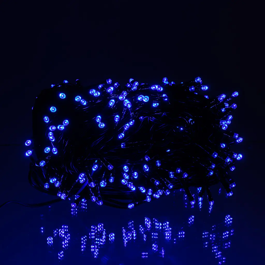 Новогодняя гирлянда уличная GarlandoPro 100 м 1000 LED солнечная батарея черный провод Синий SB1000L100MBBL - фото 3