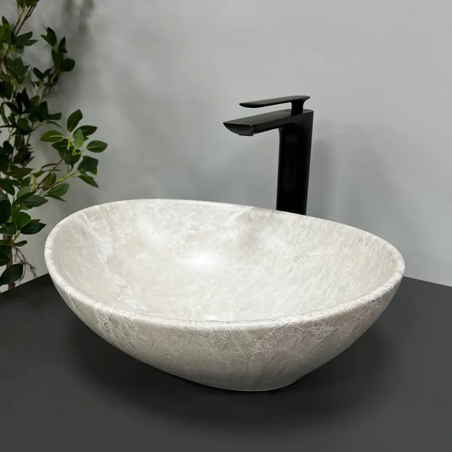 Умивальник VBI Parma light stone накладний VBI-011006, Сірий - фото 2