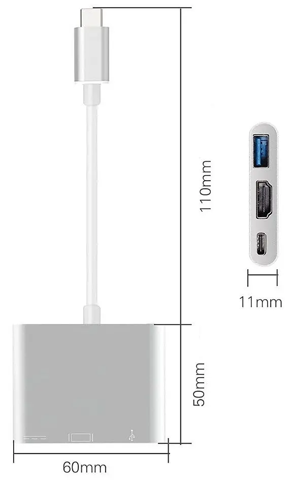 Док-станція USB3.1 Type-C - HDMI/USB3.0/Type-C (F), кабель 0.1м, OEM (S0733) - фото 4