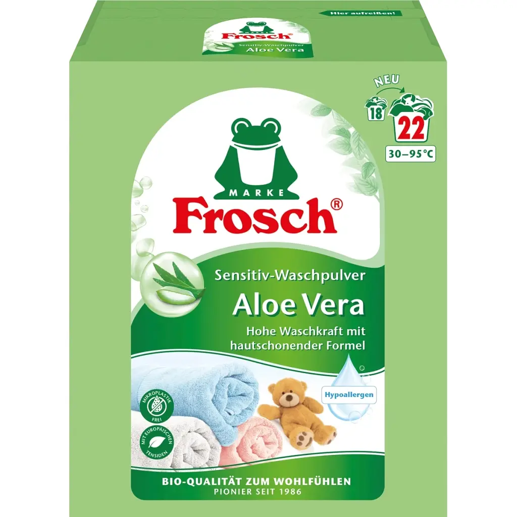 Пральний порошок Frosch Колор Алое Вера 1450 г (4001499960291/4001499969508)