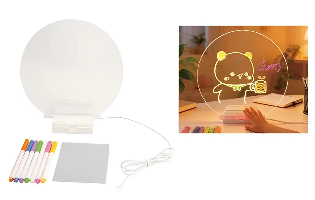 Круглий світильник-нічник WordPad AND 5502 15 см від USB • LED-дошка для нотаток AND 5502 з маркером для дому, офісу та декору - фото 6