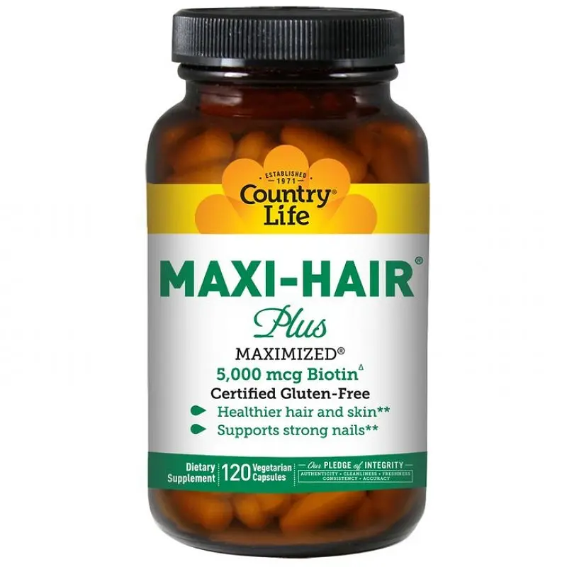 Вітаміни та мінерали Country Life Maxi-Hair Plus, 120 капсул - фото 2