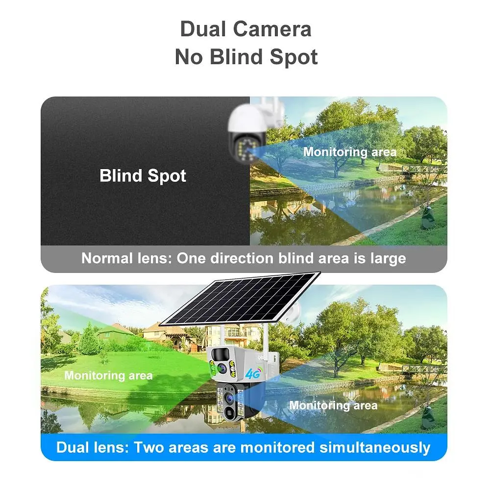 4K Бездротова камера Solar WI-FI, подвійний об'єктив, нічне бачення V380 Pro CCTV 8 Мп - фото 6