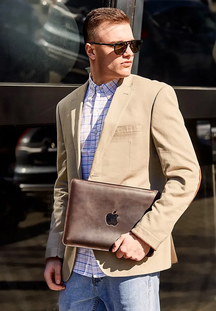 Шкіряний чохол BlankNote для MacBook 13 дюйм Темно-коричневий Crazy Horse - фото 4