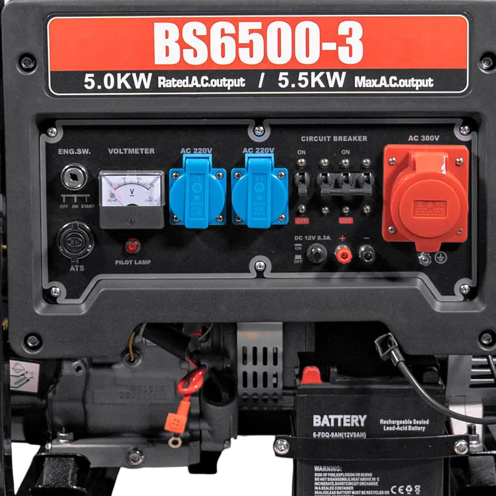 Генератор бензиновий трифазний 5 кВт Bison BS6500-3 (41-00407) - фото 2