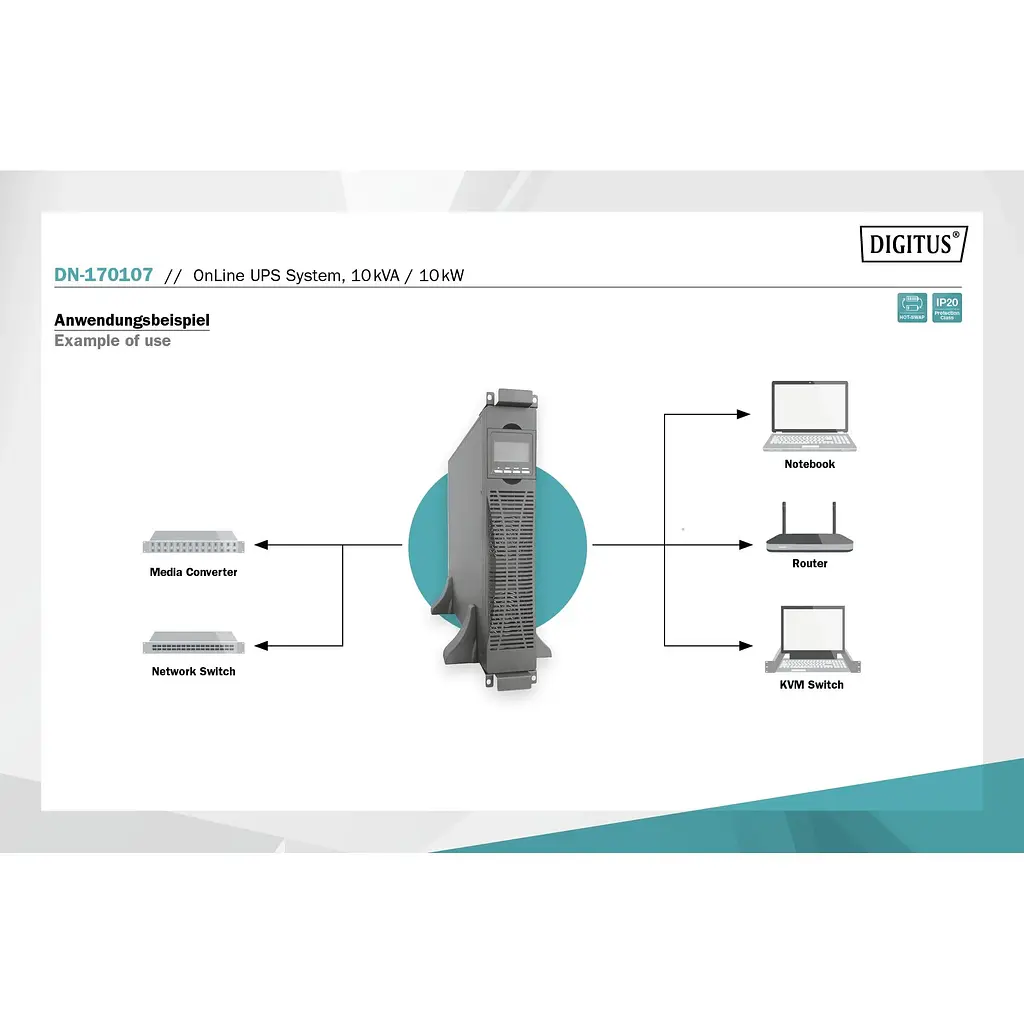 Силовий блок Digitus Power Module, 10kVA/10kW, LCD, Hardwire In/Out, RS232, USB, Rack/Tower - фото 5