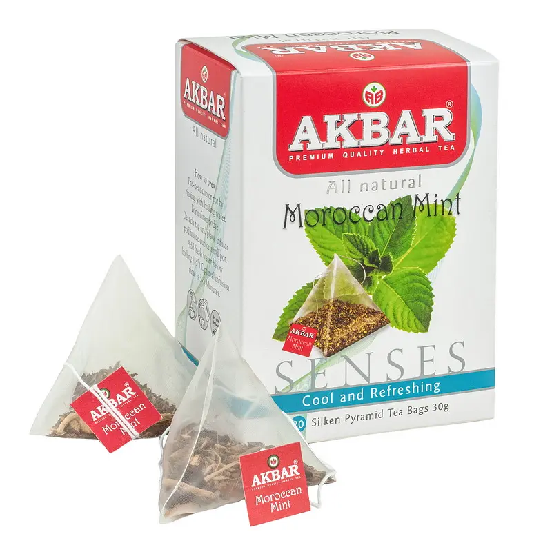 Чай трав'яний Akbar Moroccan Mint з м'яти з цедрою апельсина в пірамідках 30 г (20 шт. х 1.5 г) (5014176014254) - фото 2
