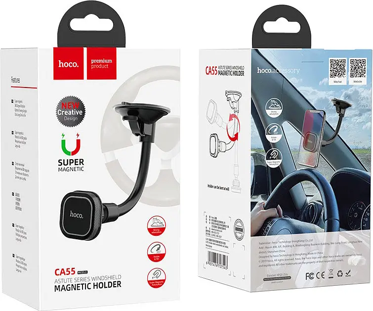 Автотримач Hoco CA55 Astute Series Windshield Car Holder Black/Gray (07543) [78724] - фото 6