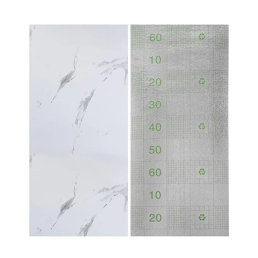 Самоклеящаяся виниловая плитка Sticker Wall в рулоне 600х3000х2мм Белый воздушный мрамор Глянец SW-00001287 - фото 4
