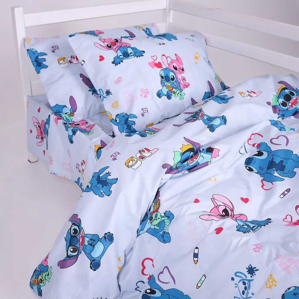 Простыня MirSon бязь Kids Time Cute Stitch Blue 110x160 см (2200012552209) - фото 4
