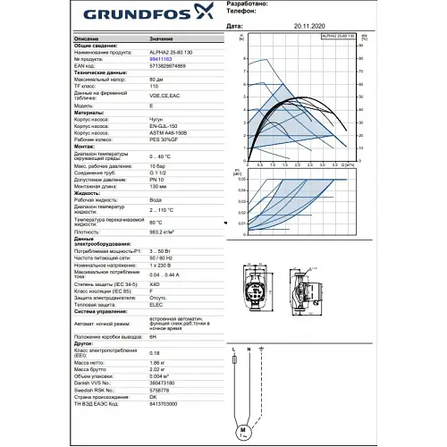 Циркуляційний насос Grundfos ALPHA-2 25-80 130 (99411163) - фото 5
