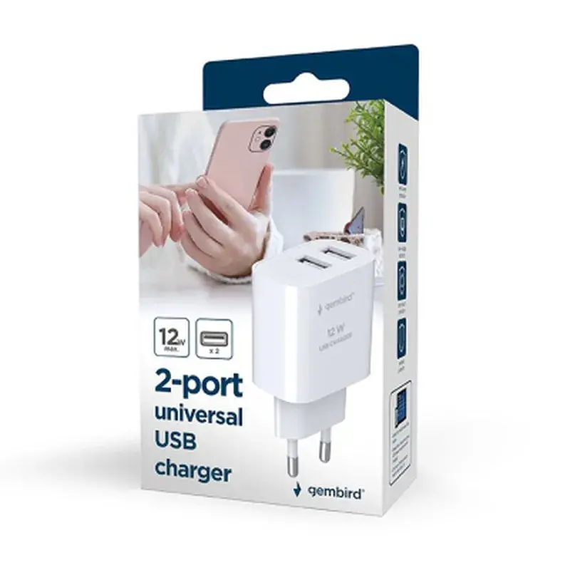 Зарядний пристрій Gembird 2 USB-A 5V/2.4A (12W) white (TA-UC-2A12-01) - фото 6