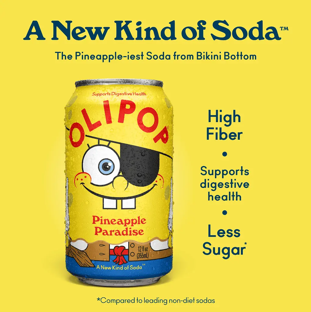 Газований напій Olipop Prebiotic Soda Spongebob Pineapple Paradise 355 мл - фото 5