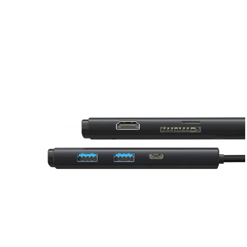 USB-хаб Baseus Lite Series 6-Port Type-C HUB Docking Station (Type-C to HDMI+USB3.0*2+Type-C Data+SD/TF) Black (WKQX050001) - фото 3