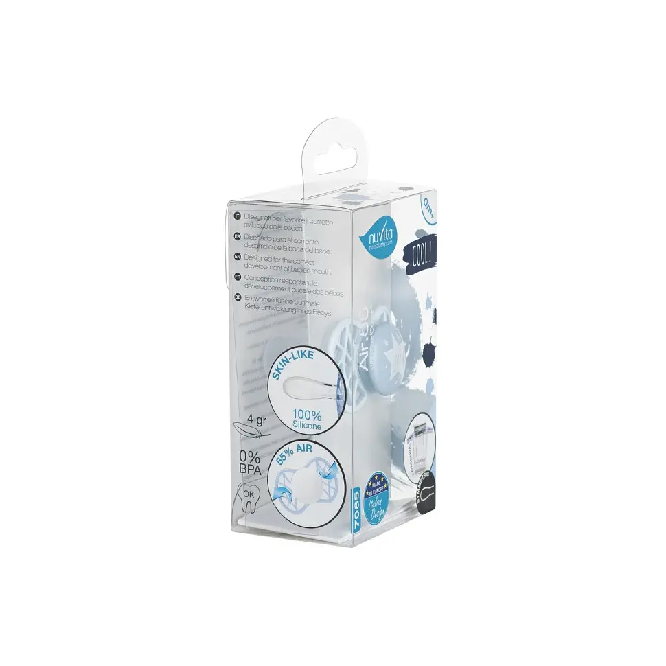 Пустышка Nuvita 7065 Air55 Cool симметрическая 0m+ звезда голубая NV7065BS - фото 4