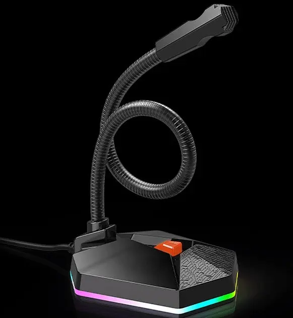 Настольный USB-микрофон MeeTion MT-MC13 с подсветкой RGB 5В Гусиная шея на 360 градусов Черный - фото 5