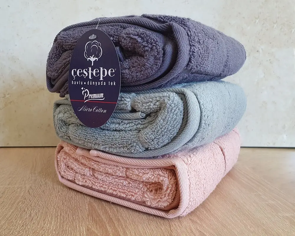Набір турецьких махрових рушників Cestepe MicroCotton Premium 3 штуки 50x90 Kare 2 щільність 600 г/м2 - фото 5