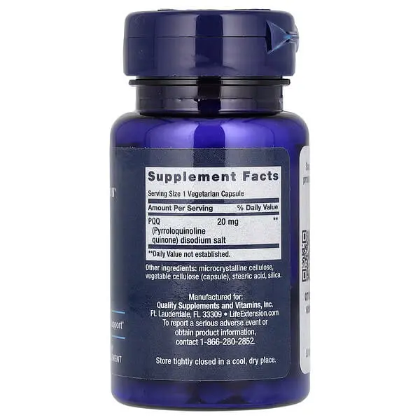 Піролохінолінхінон (PQQ) PQQ Caps 20 mg 30 вегетаріанських капсул Life Extension vit0005121 - фото 2