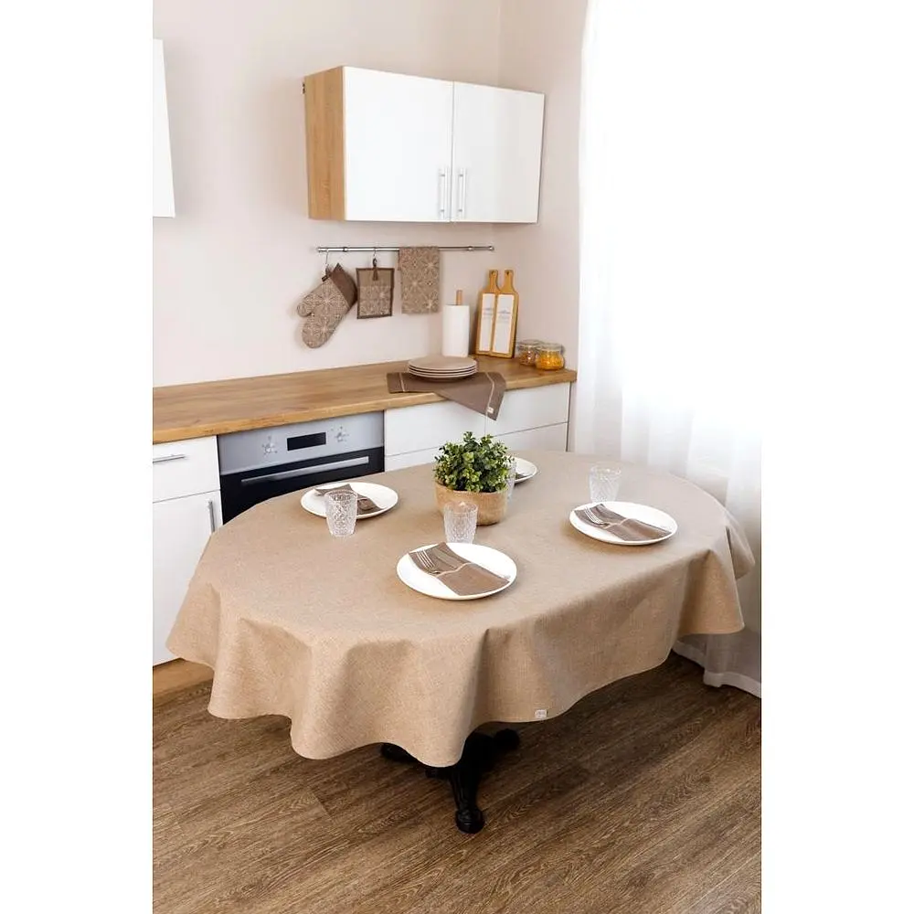 Скатертина Прованс Кориця овальна 133х240 см мокко (41209) - фото 4