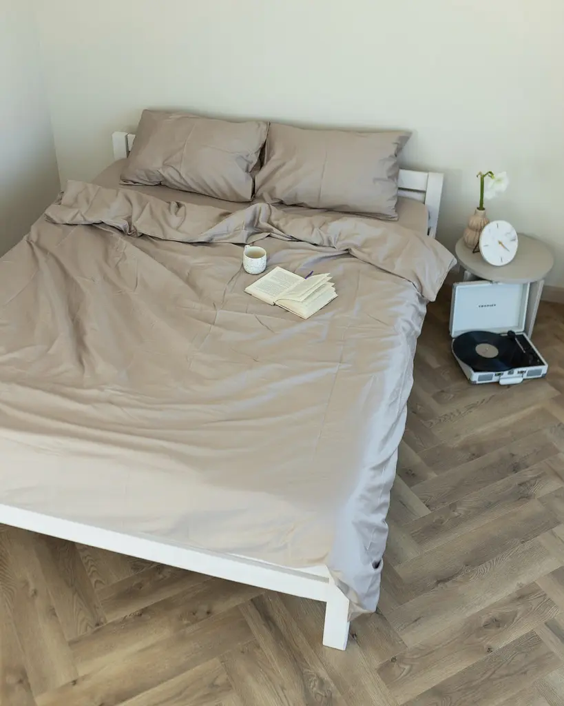 Постільна білизна євро Dushka Home Сатин Люкс 20906 200х220 см світло-сірий - фото 4