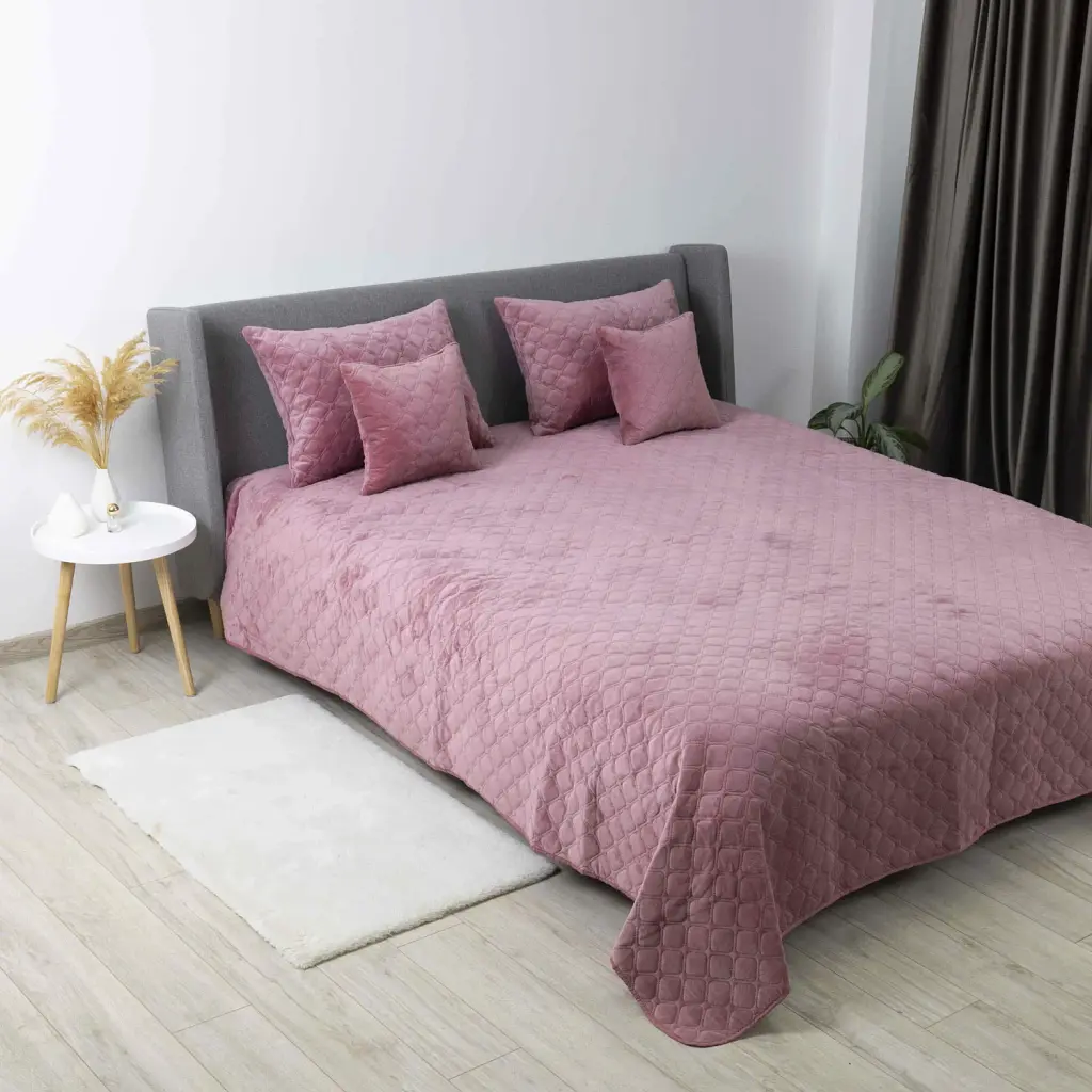 Покривало ТЕП велюрове Velour Mesa Rose Ромб круглий 180x240 см рожеве - фото 3