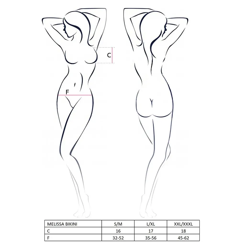 Комплект білизни Passion MELISSA BIKINI L/XL, black, ліф зі шнурівкою і трусики стрінги - фото 7