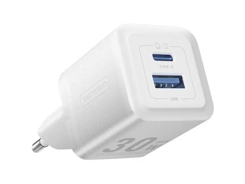 Мережевий зарядний пристрій Vention GaN III PD 30 W QC3.0 Type-C cable White (TZ-FEQW0-EU-01) - фото 2