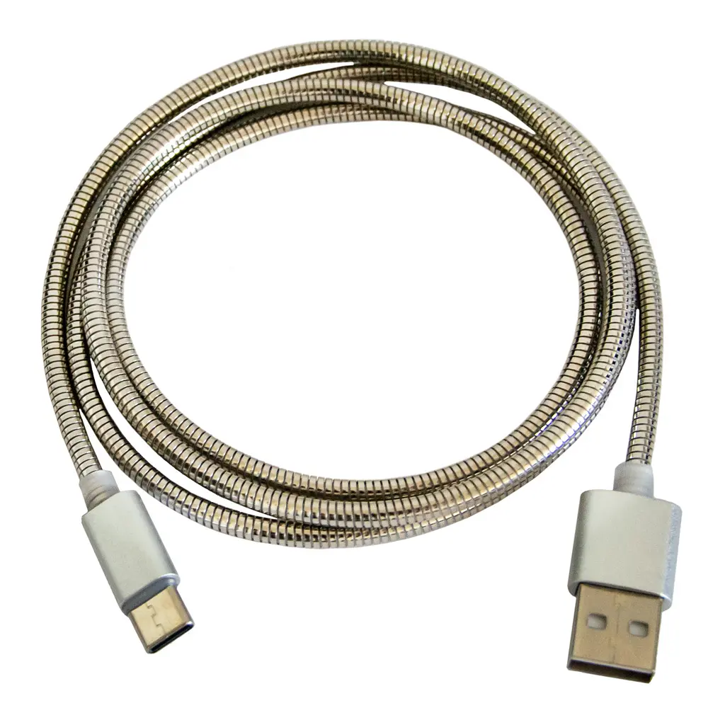 Кабель Type C сріблястий 1м шнур для заряджання телефону
