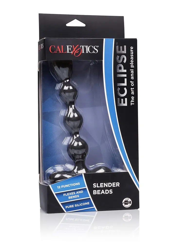 Анальні намиста з вібрацією CalExotics Eclipse Slender Beads 17.8 см (чорний) - фото 7