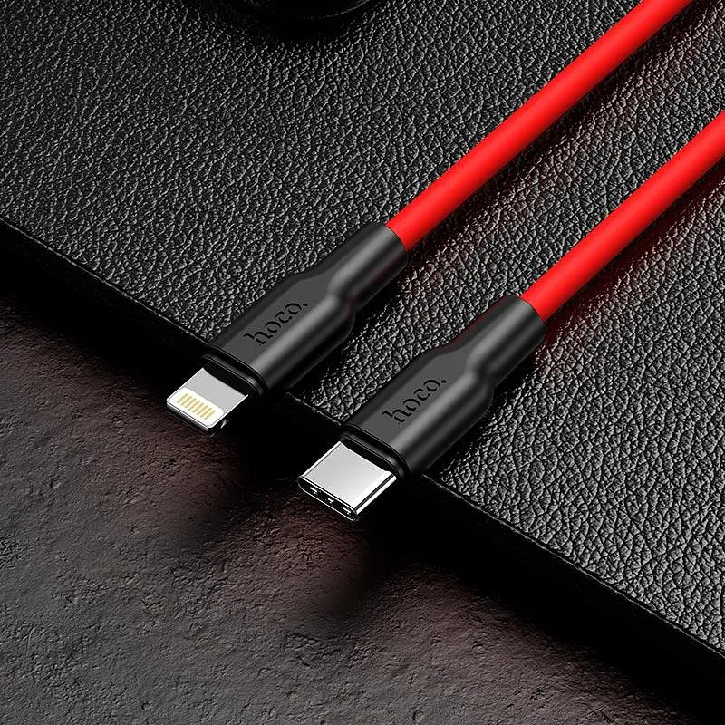 Кабель HOCO Type-C to Lightning Silicone PD charging data cable X21 Plus 1m, 3A, 20W - фото 4