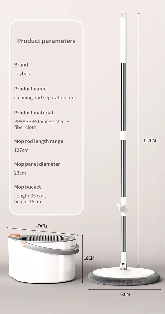 Набір швабра та відро з віджимом Joybos Spin Mop S01 (JBS-XZTB-S1F1-JWT2P) - фото 6
