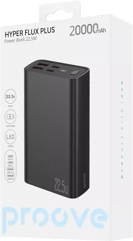 Портативний акумулятор Proove Hyper Flux Plus 22.5W 20000mAh black (PBF222120001) - фото 3
