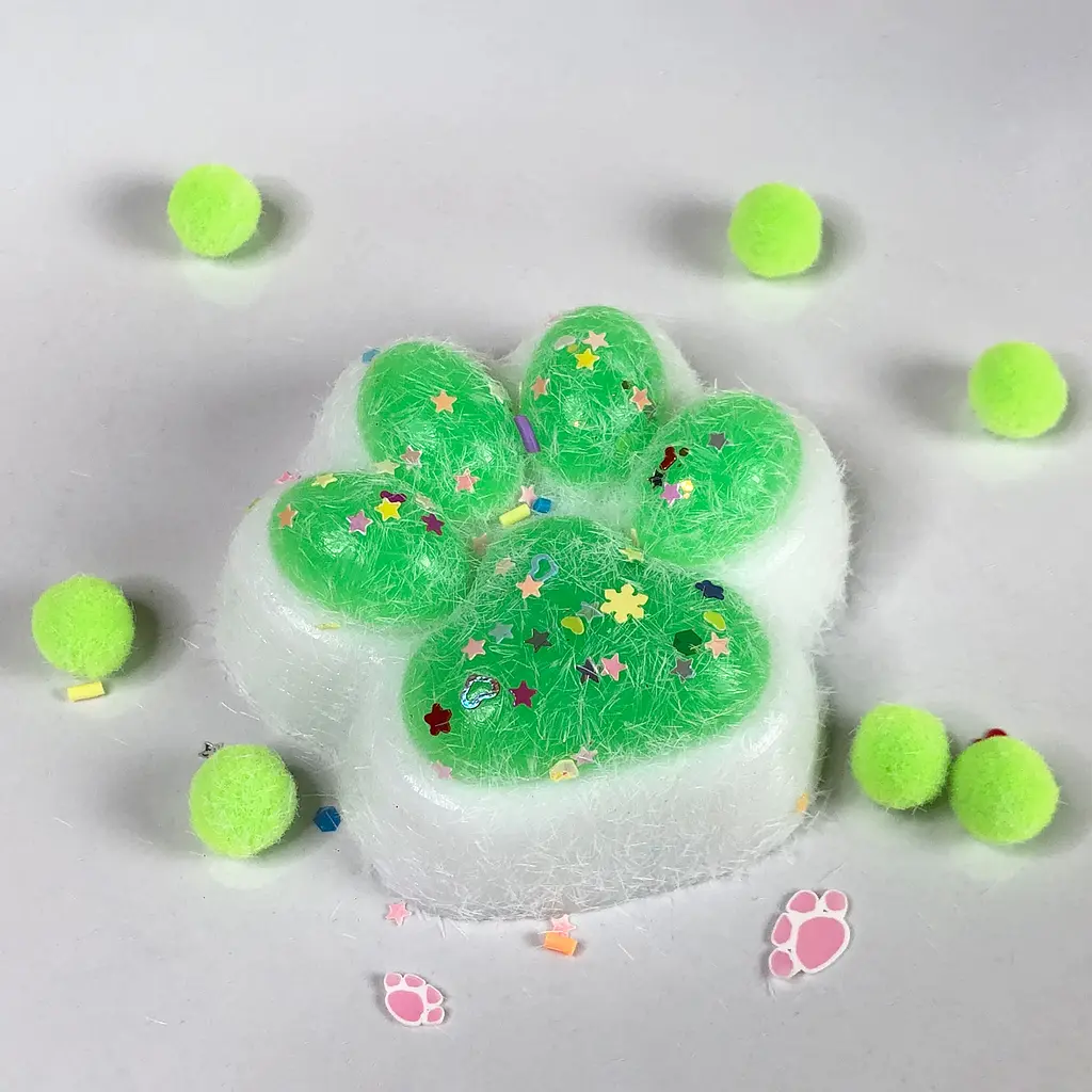 Сквіш антістрес UFT Squish Cat Paw Fluffy 5 Пухнаста лапка Green - фото 3