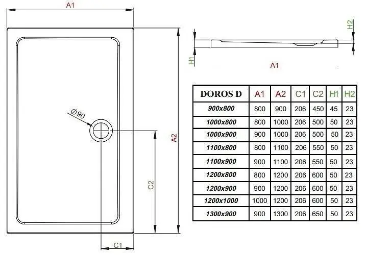 Душевой поддон Radaway Doros Plus D 90x80 SDRPD9080-01 - фото 5