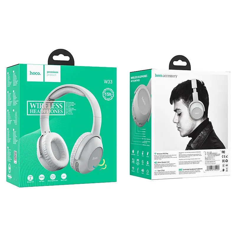 Навушники Hoco W33 Art Sound Stereo Bluetooth Headphones (Grey) [70387] - фото 3