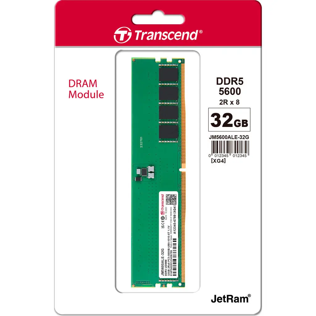 Модуль пам'яті для комп'ютера DDR5 32GB 5600 MHz JetRam Transcend (JM5600ALE-32G) - фото 2