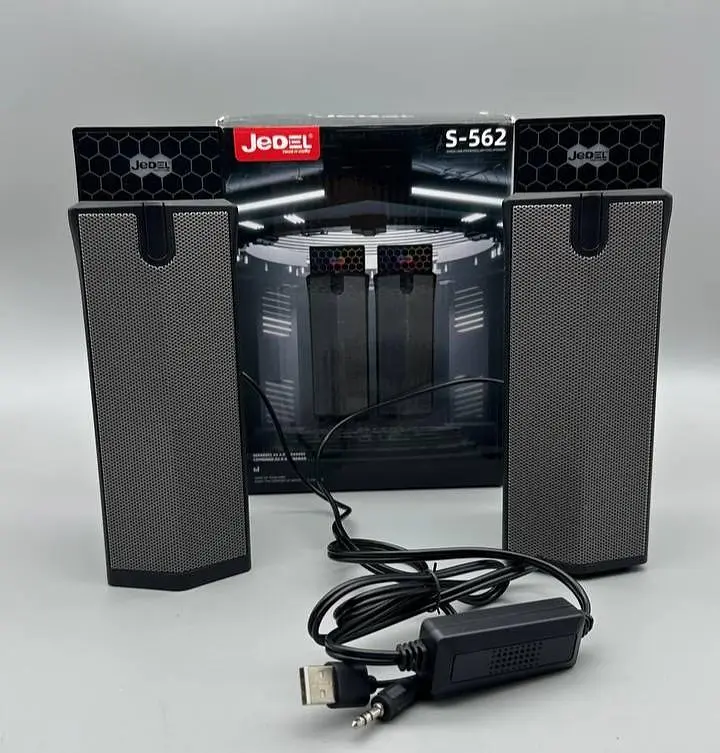 Стаціонарні дротяні комп'ютерні колонки PC 2.0 USB стерео акустика 3Wx2 з RGB підсвічуванням акустична система JEDEL S562 чорні - фото 4
