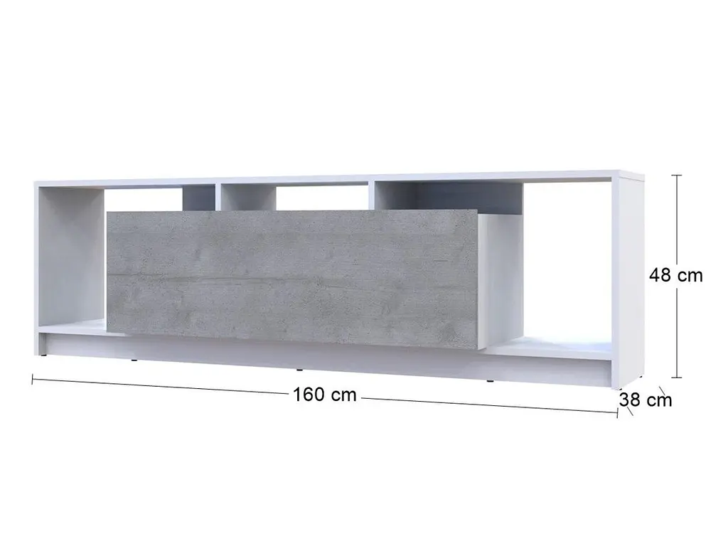 Стінка у вітальню Doros U1 Білий Бетон ДСП 160х38х48 см (41516013) - фото 3
