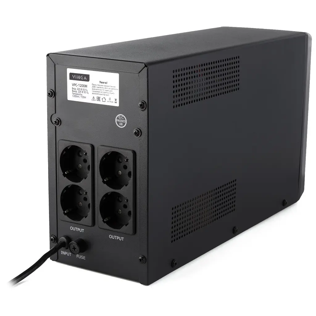 Пристрій безперебійного живлення Vinga LCD 1200VA metal case (VPC-1200M) - фото 5