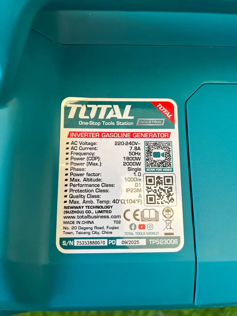 Інверторний бензиновий генератор Total TP523006 1.8/2.0 кВт  - фото 2