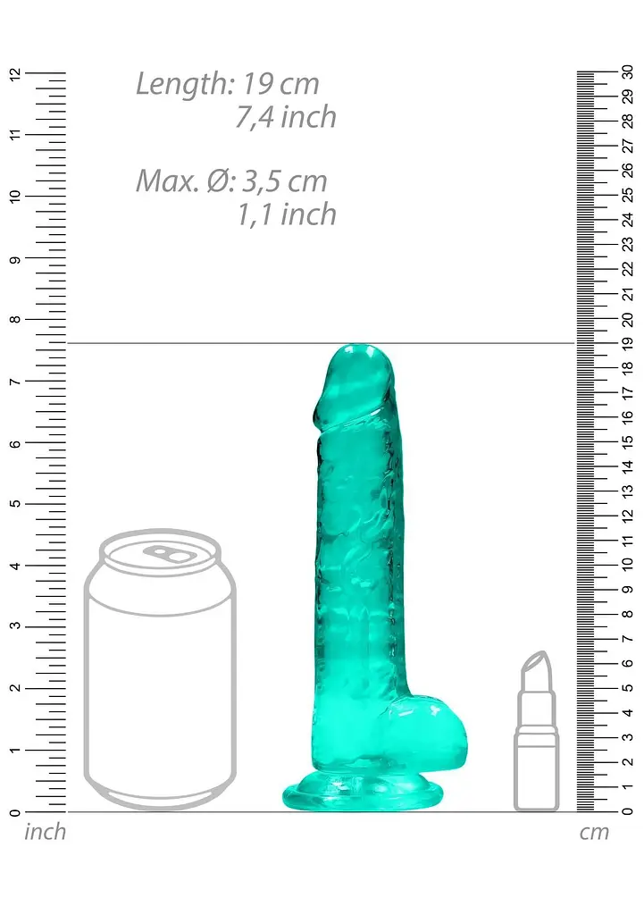 Фалоімітатор RealRock Realistic With Balls 7", 19 см (зелений) - фото 3