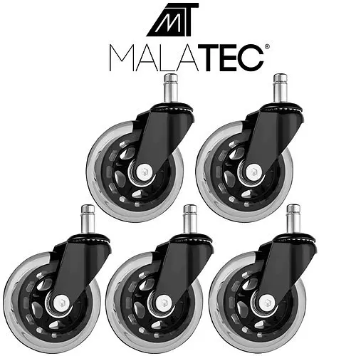 Резинові роликові колеса для офісного крісла 5 шт Malatec 22077 11 мм - фото 2