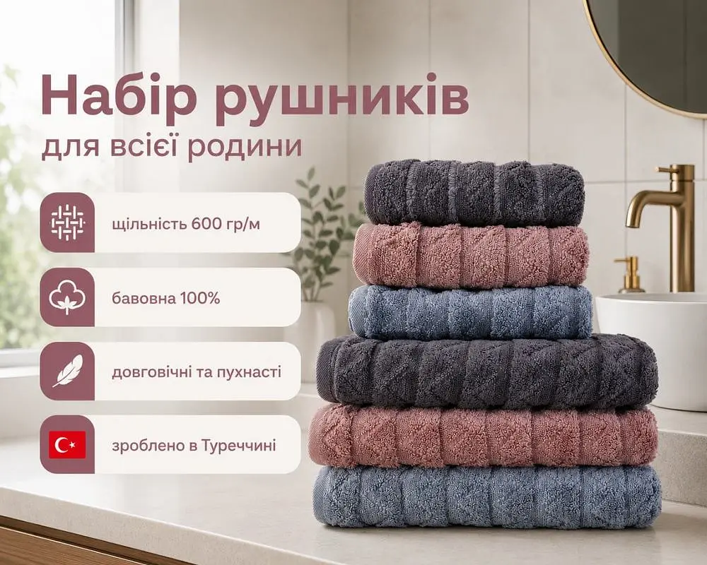 Набір турецьких махрових рушників Cestepe MicroCotton Premium 3 штуки 50x90 + 3 штуки 70х140 Ucgen 2 щільність 600 г/м2 - фото 2