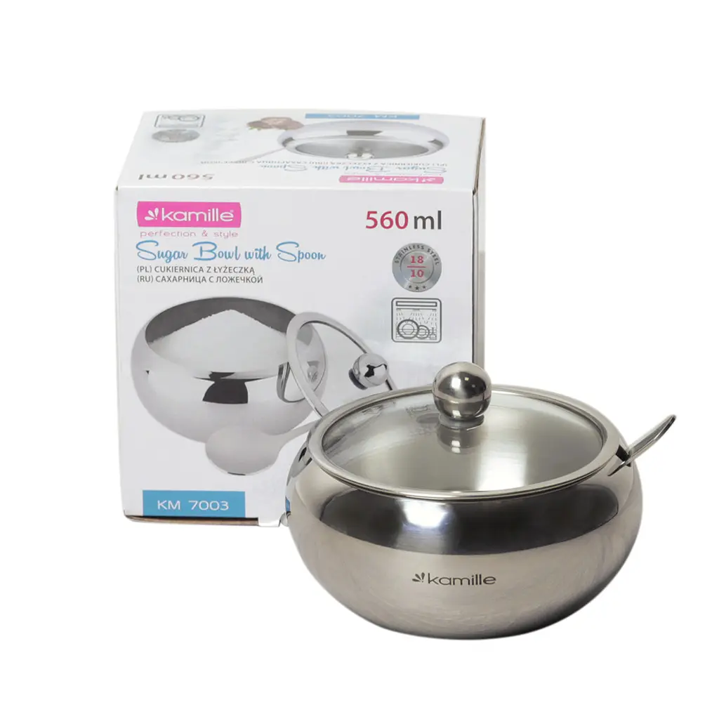 Цукорниця Kamille з ложкою і кришкою, 560 мл (KM-7003) - фото 2